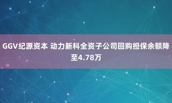 GGV纪源资本 动力新科全资子公司回购担保余额降至4.78万